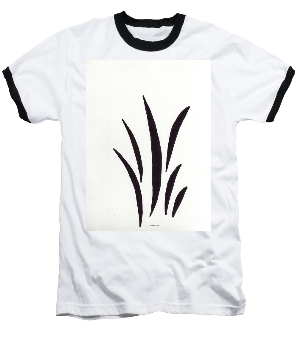 Abstract Baseball T-Shirt featuring the mixed media Zen Sumi 1a Black Ink on Watercolor Paper by Ricardos by Ricardos Creations