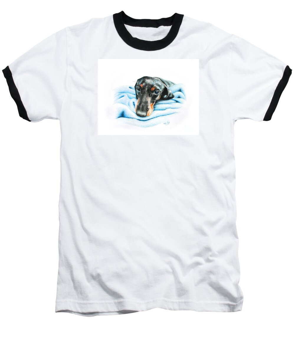 Dog Baseball T-Shirt featuring the drawing Zeus by Mike Ivey