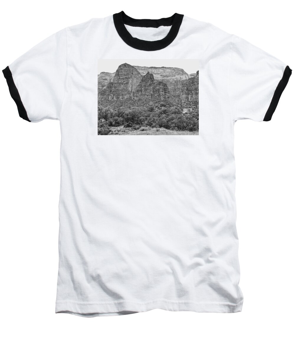 Photography Baseball T-Shirt featuring the photograph Zion Canyon Monochrome by Dan Miller