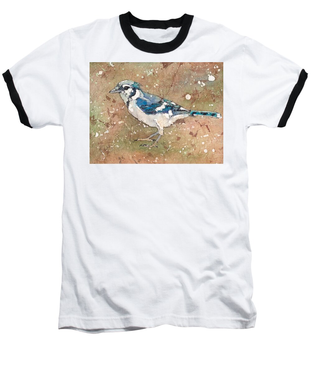 Bird Baseball T-Shirt featuring the painting Blue Jay #1 by Ruth Kamenev