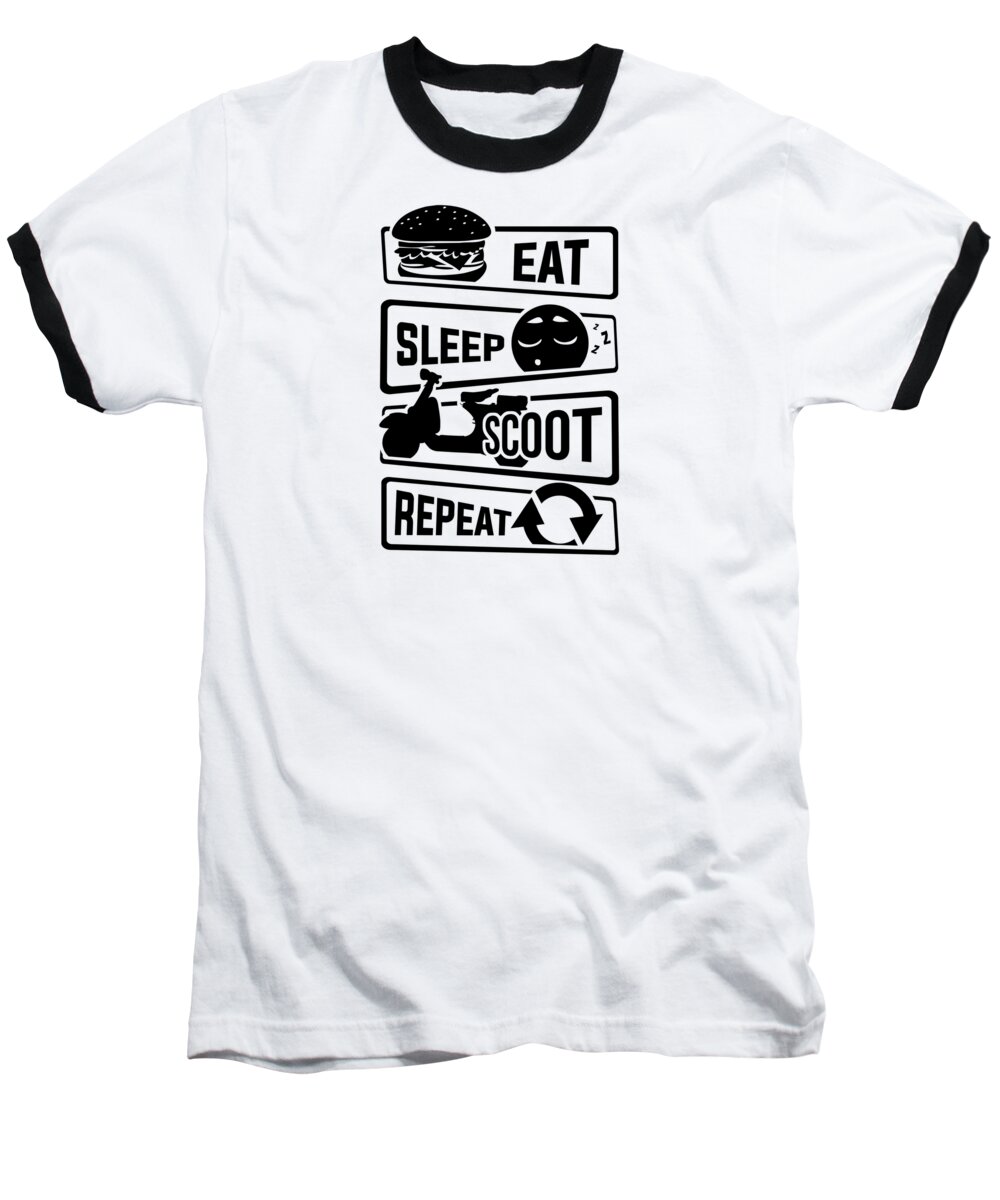 Motorcycle Baseball T-Shirt featuring the digital art Eat Sleep Scoot Repeat Scooter Cruise Italy #2 by Mister Tee