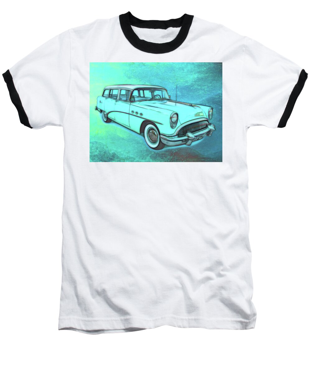 1954 Buick Wagon Baseball T-Shirt featuring the digital art 1954 Buick Wagon by Rick Wicker
