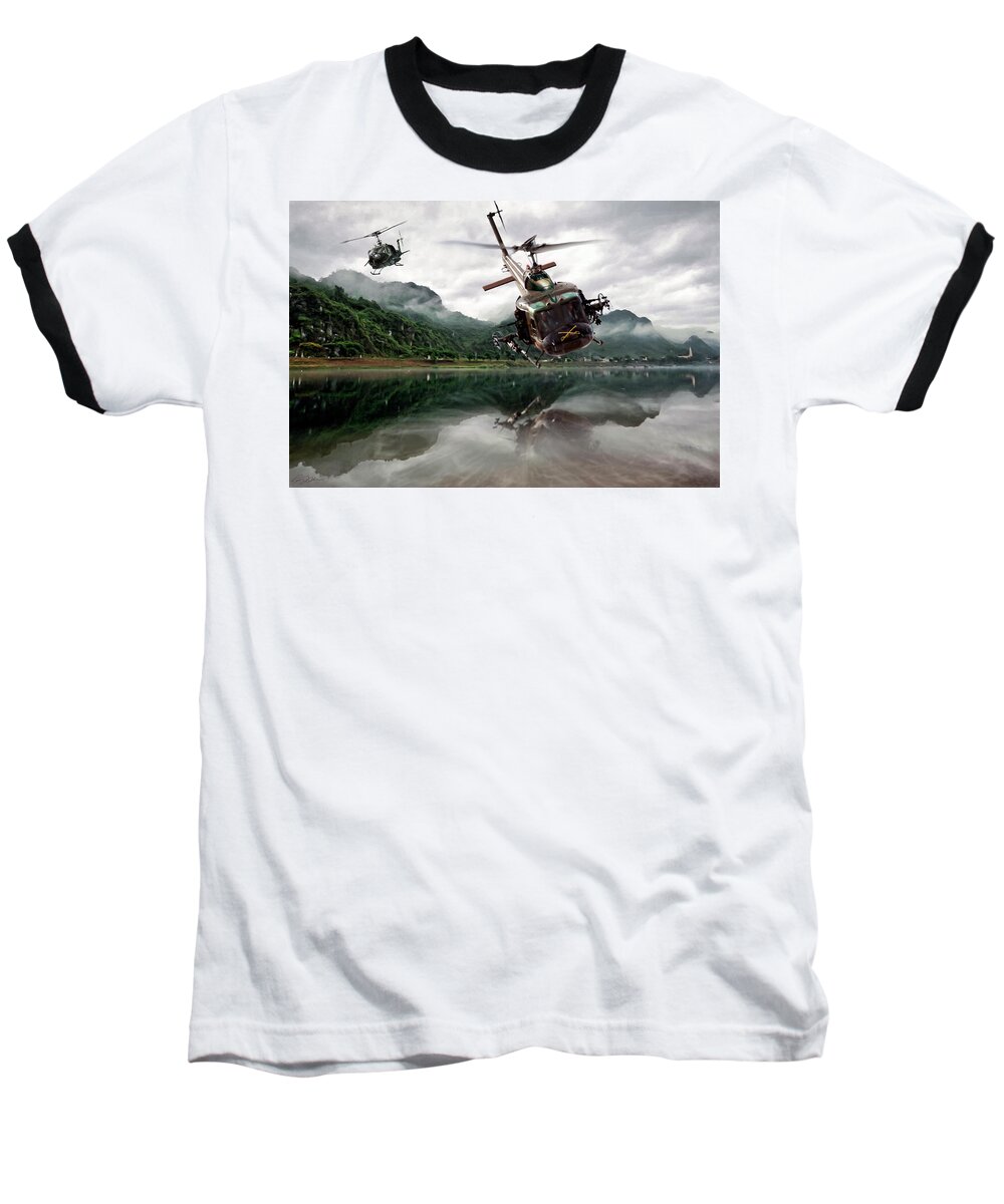 Aviation Baseball T-Shirt featuring the digital art 1st Cavalry Assault by Peter Chilelli