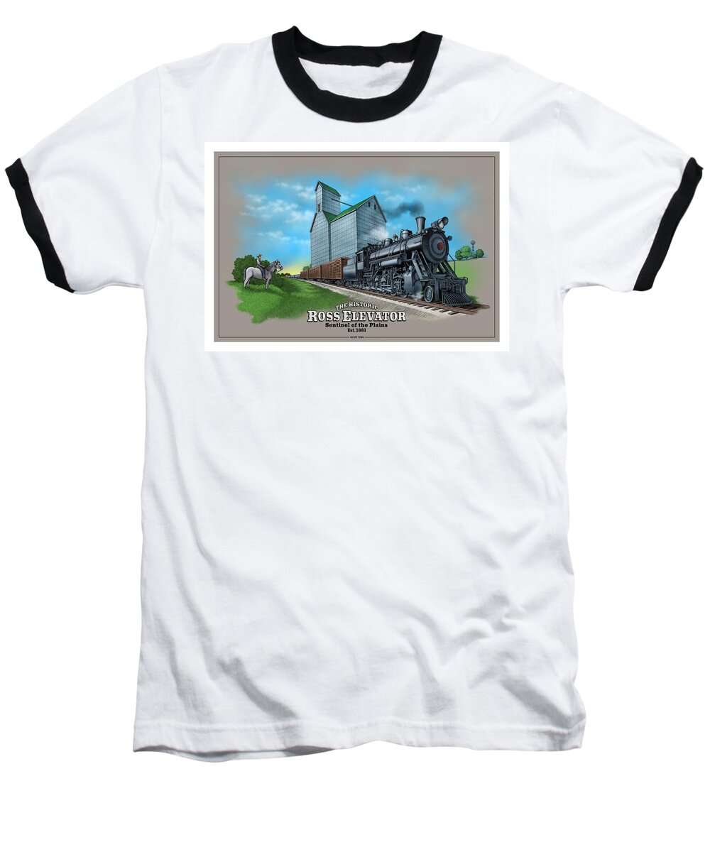 Nostalgia Baseball T-Shirt featuring the photograph The Ross Elevator / Sentinel of the Plains by Scott Ross