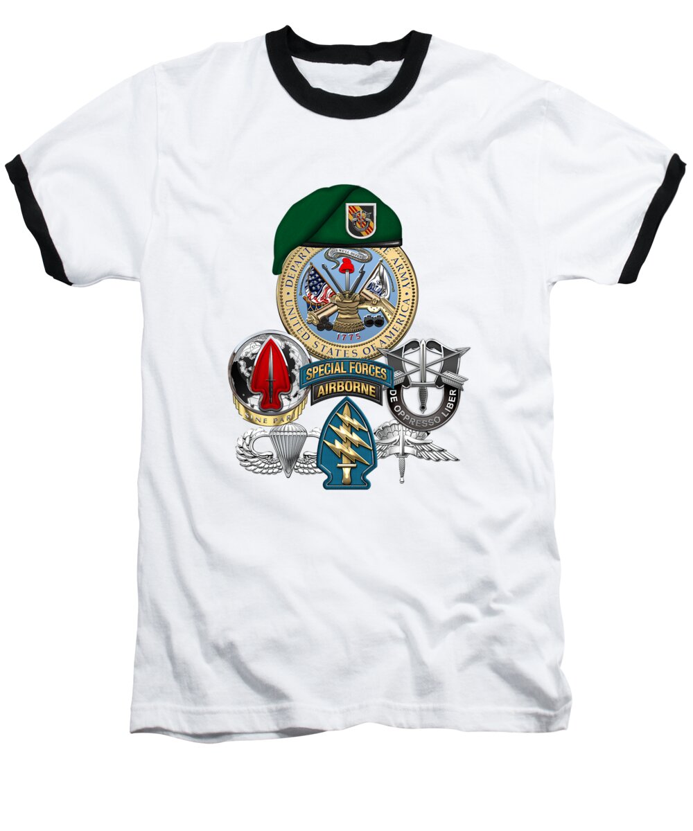 ‘u.s. Army Special Forces’ Collection By Serge Averbukh Baseball T-Shirt featuring the digital art 5th Special Forces Group Vietnam - Green Berets Special Edition by Serge Averbukh
