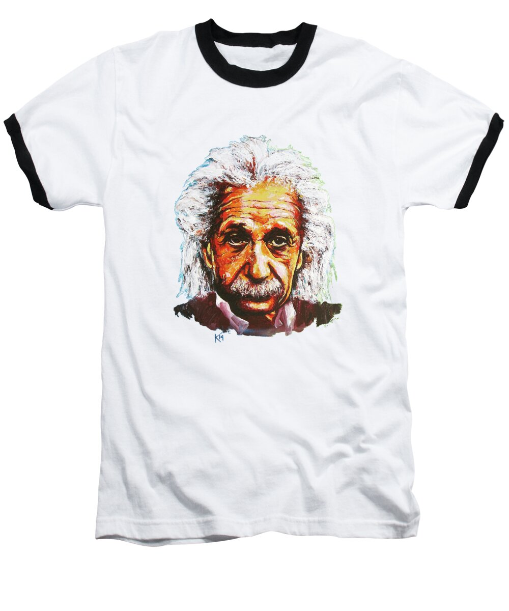 Albert Baseball T-Shirt featuring the painting Albert tribute by Konni Jensen