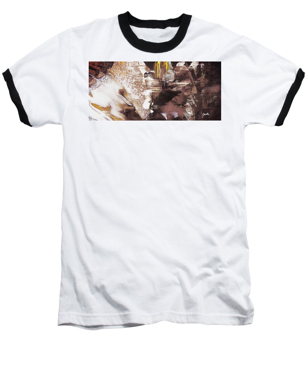 Abstract Baseball T-Shirt featuring the painting Always On My Mind - Brown Contemporary Abstract Painting by Modern Abstract