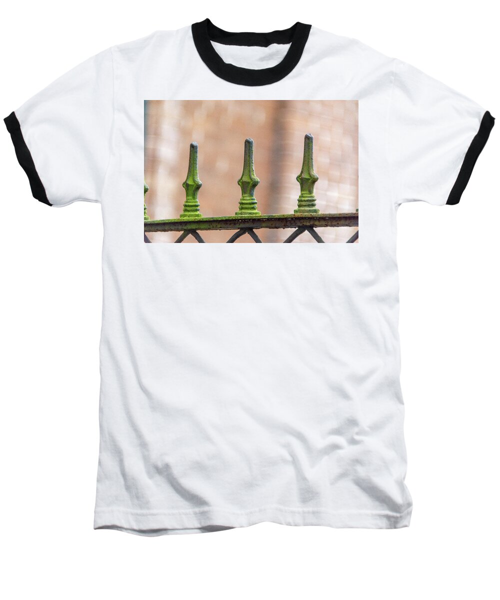 Algae Baseball T-Shirt featuring the photograph Ancient Wrought Iron by Douglas Wielfaert