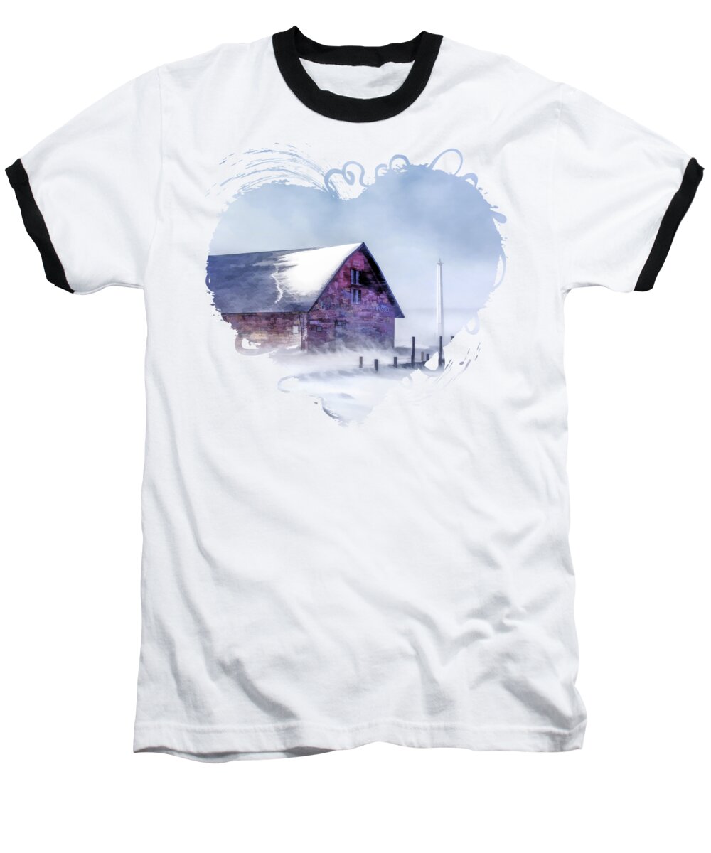 Anderson Dock Baseball T-Shirt featuring the painting Anderson Dock Winter Storm in Door County by Christopher Arndt