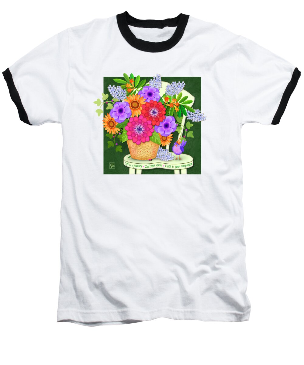 Floral Baseball T-Shirt featuring the digital art Bright Side the Flowers of Faith by Valerie Drake Lesiak