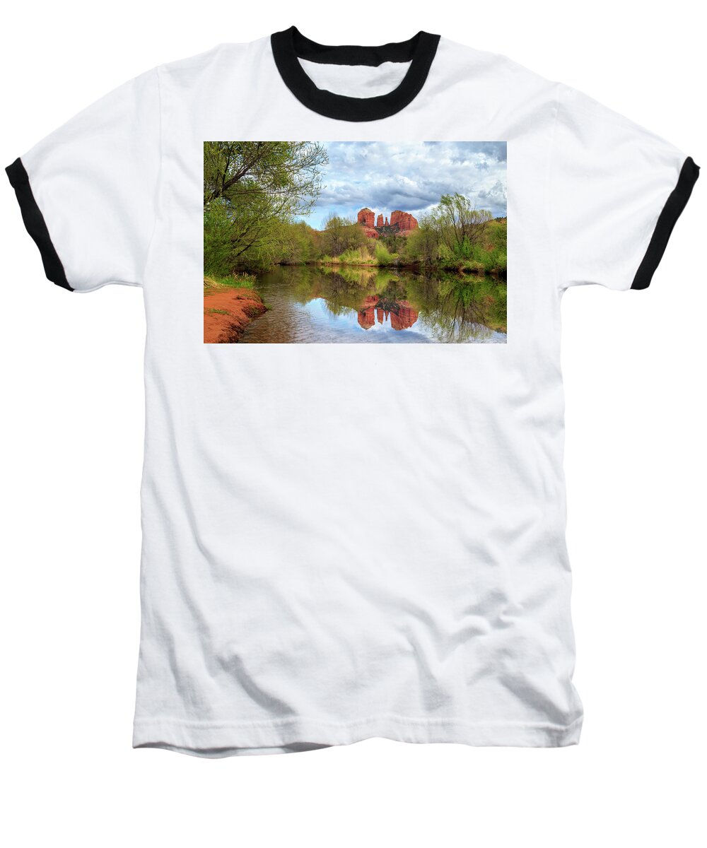 Cathedral Rock Baseball T-Shirt featuring the photograph Cathedral Rock Reflection by James Eddy