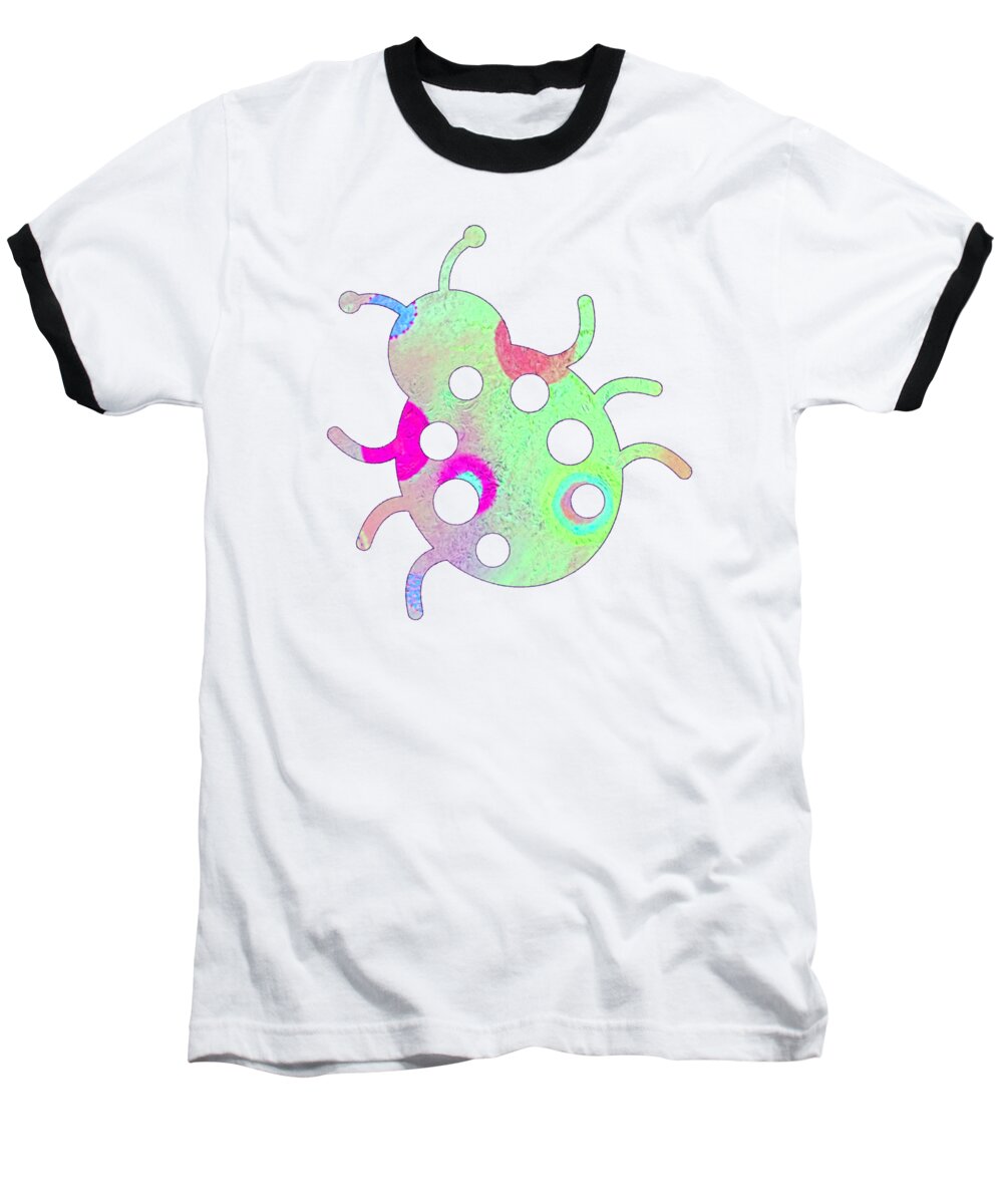 Cute Baseball T-Shirt featuring the mixed media Cute Bugs On Purple For Kids by Rachel Hannah