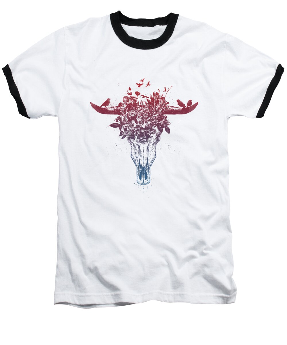 Bull Baseball T-Shirt featuring the drawing Dead summer by Balazs Solti