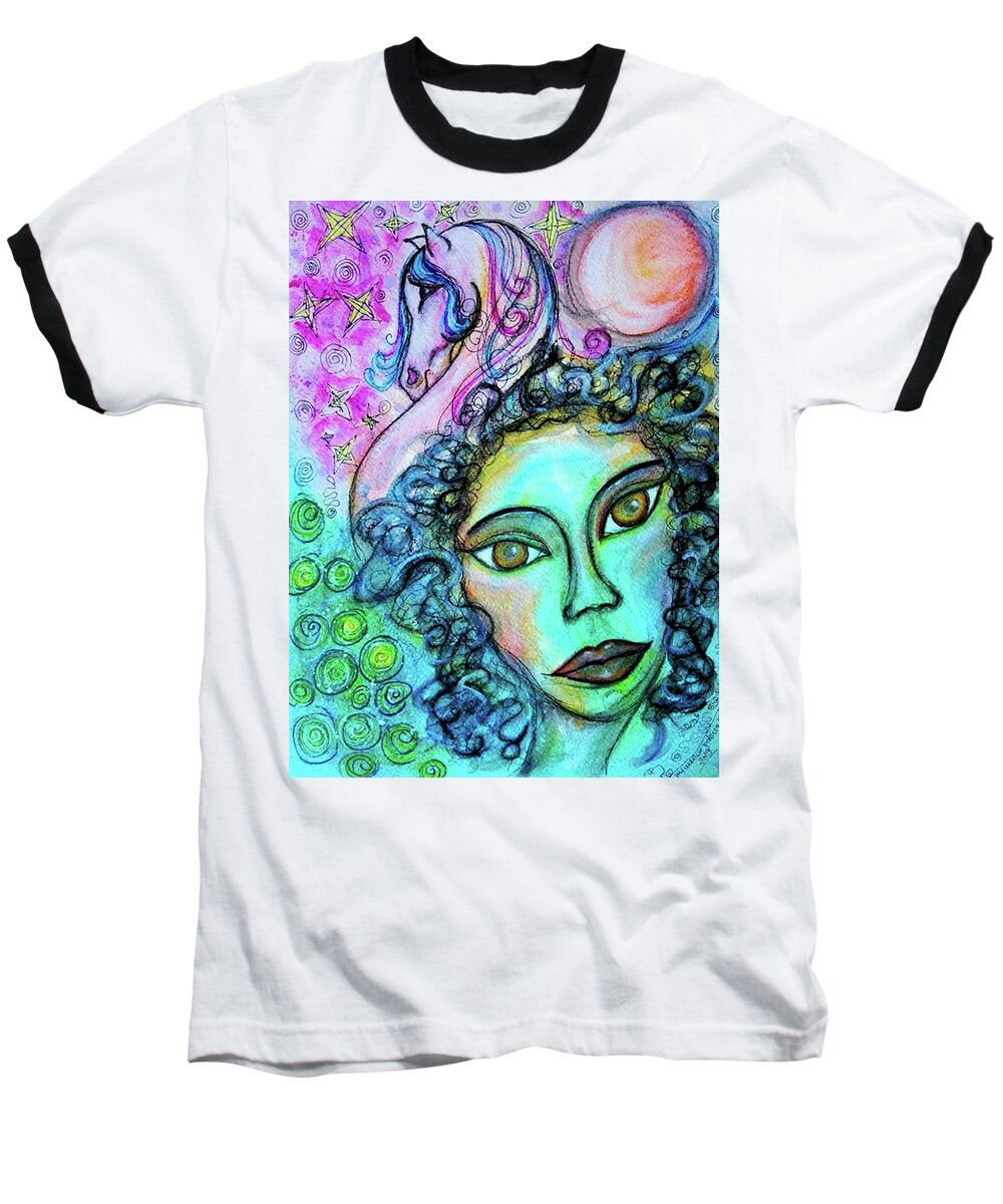 Dreams Baseball T-Shirt featuring the mixed media Dreams are Free by Mimulux Patricia No