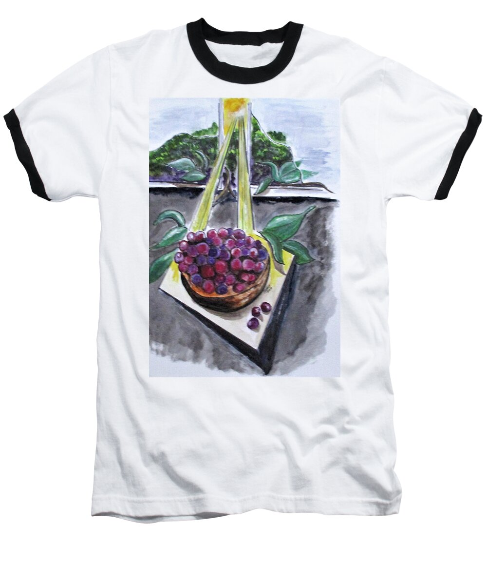 Fruit Baseball T-Shirt featuring the painting Dreams of Grapes by Clyde J Kell