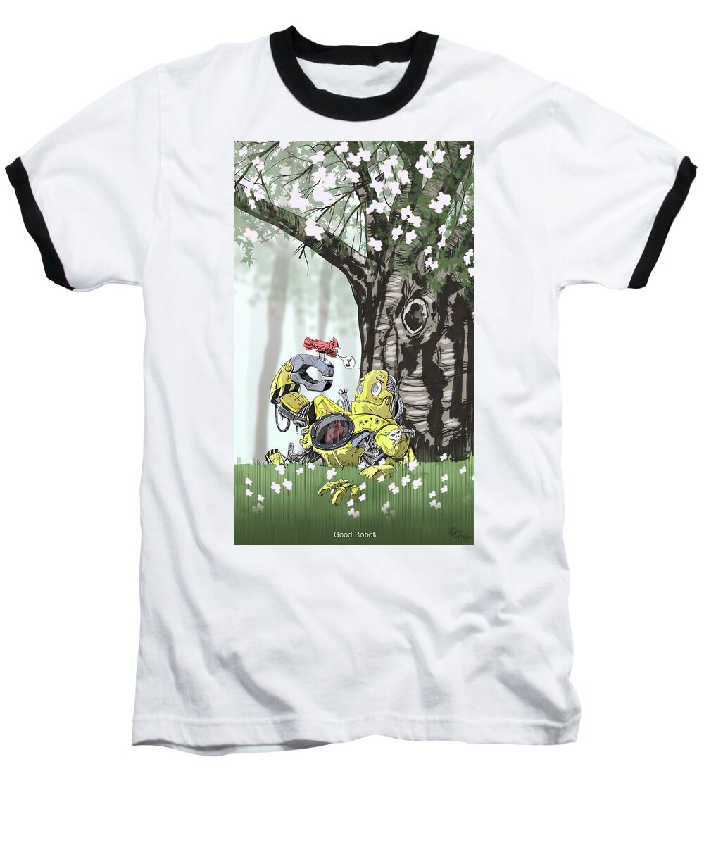 Robot Baseball T-Shirt featuring the digital art Good Robot by Kynn Peterkin
