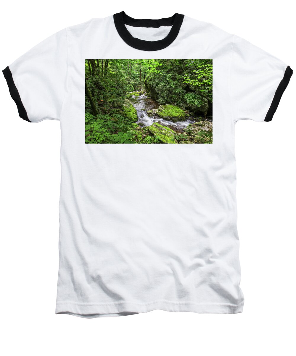 Smoky Mountains Baseball T-Shirt featuring the photograph Great Smoky Mountains Creek by Carl Amoth