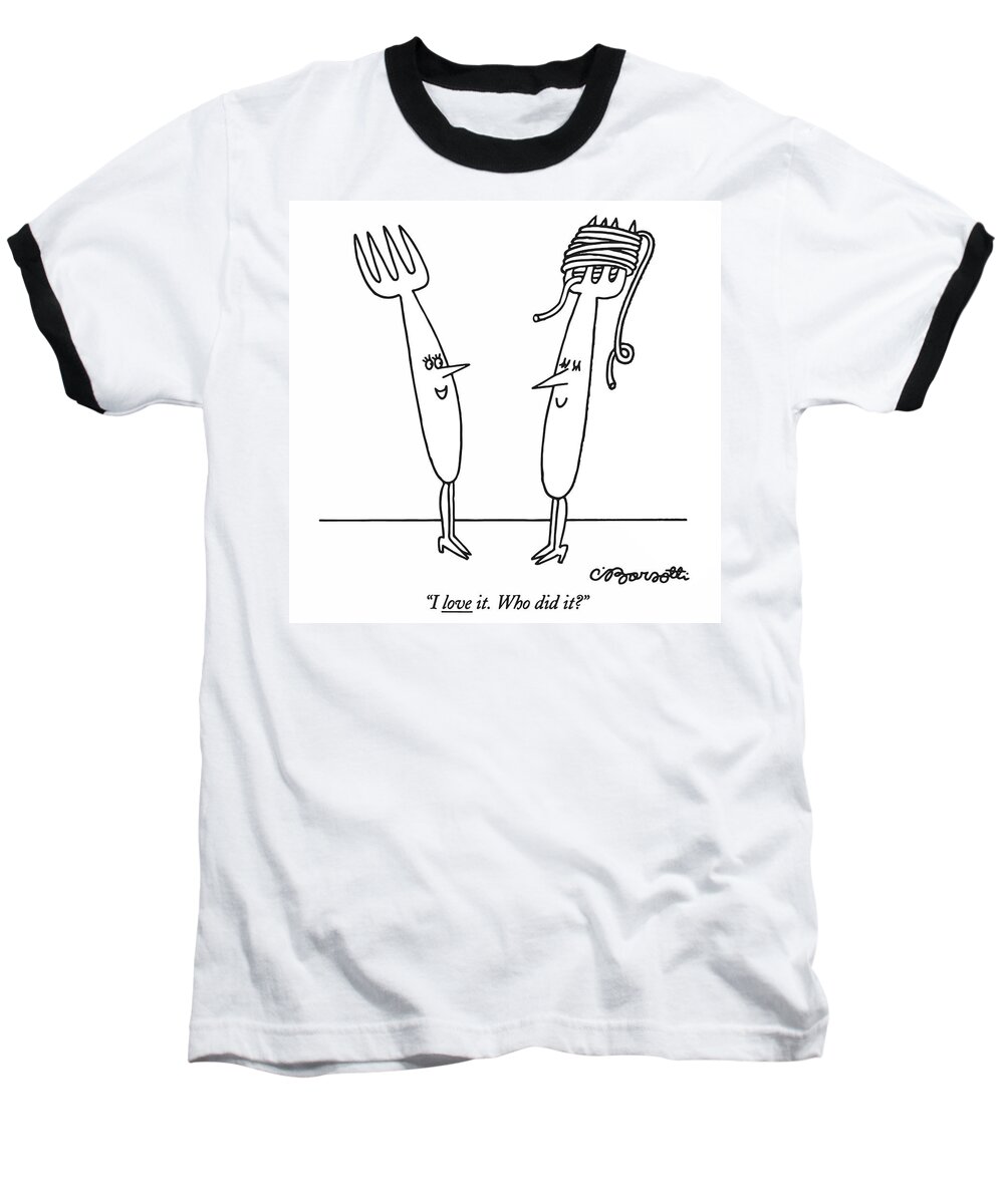 Women Baseball T-Shirt featuring the drawing I Love It. Who Did It? by Charles Barsotti