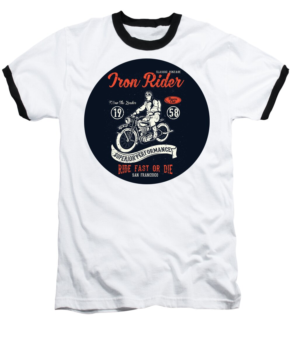 Iron Baseball T-Shirt featuring the digital art Iron Rider by Long Shot