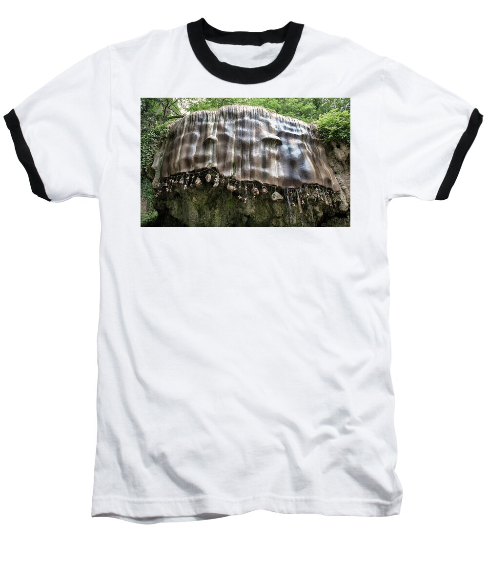 Mother Shipton's Cave Baseball T-Shirt featuring the photograph Knaresborough, stone waterfall by Gouzel -