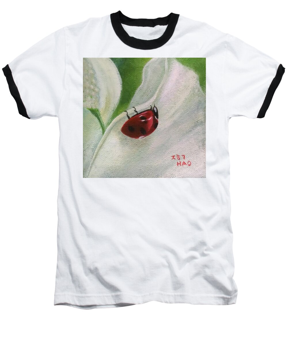 Lady Bug Baseball T-Shirt featuring the painting Ladybug by Helian Cornwell