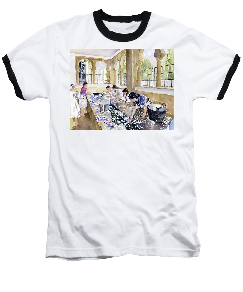 Watercolour Baseball T-Shirt featuring the painting Lavanderos de Terque by Margaret Merry