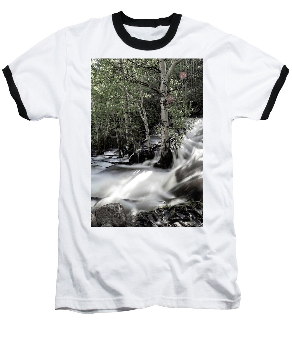 Rmnp Baseball T-Shirt featuring the photograph Long Exposure Shot of a Mountain Stream by Kyle Lee