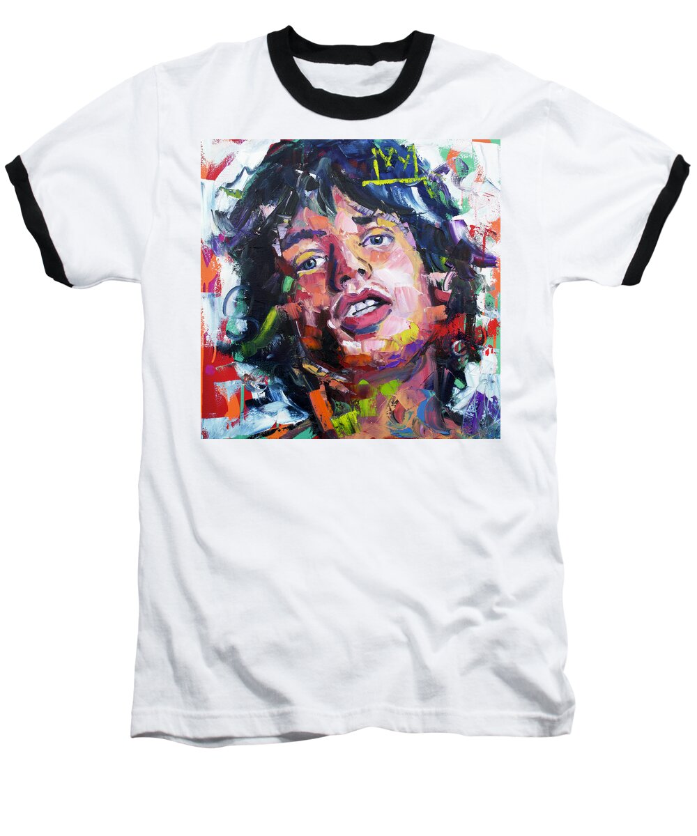 Mick Baseball T-Shirt featuring the painting Mick Jagger III by Richard Day
