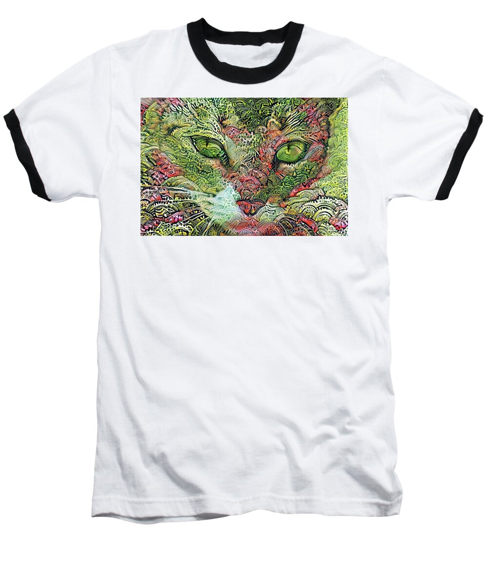 Cat Baseball T-Shirt featuring the digital art Miss Kitty Kat by Peggy Collins