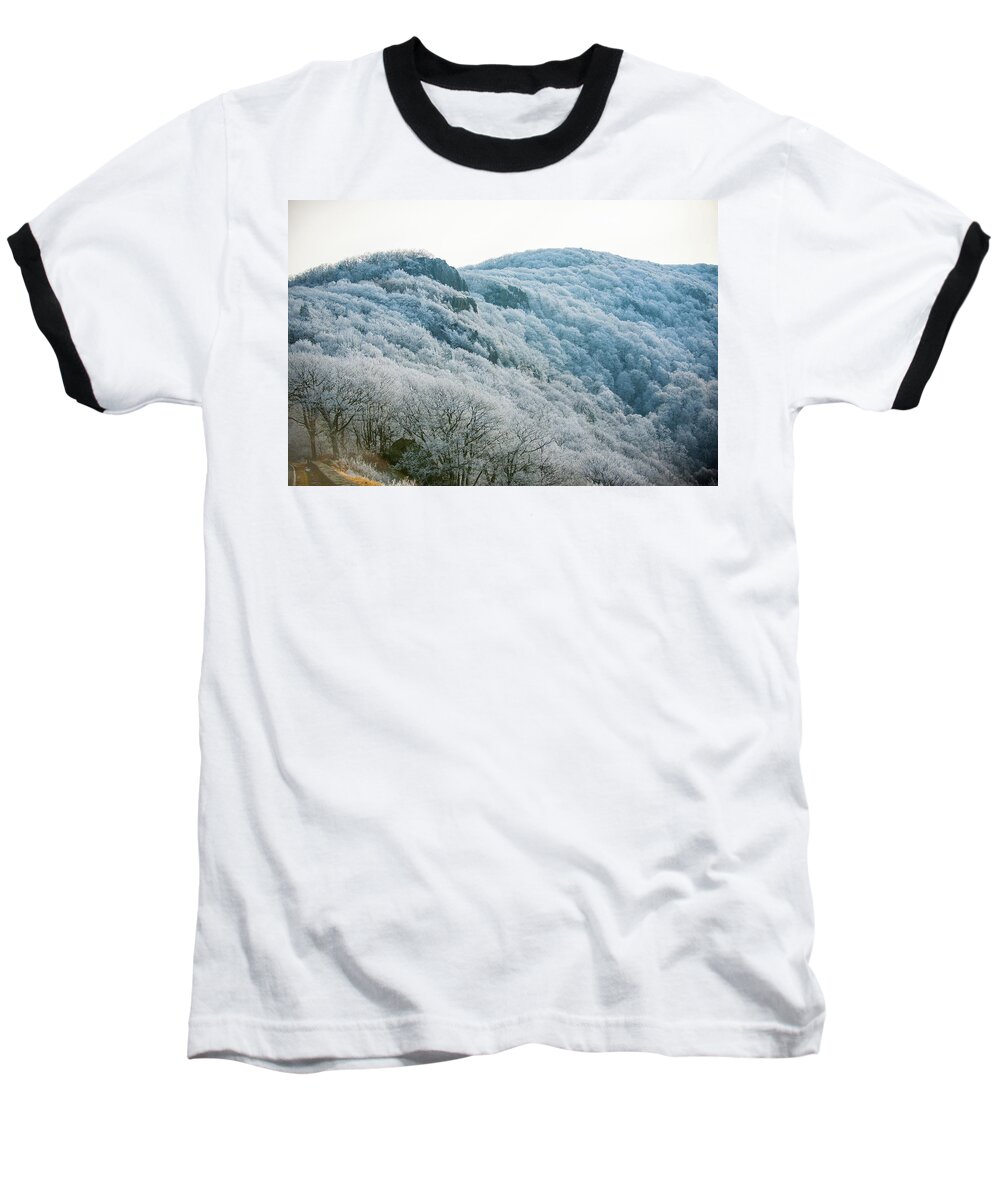 Blue Ridge Baseball T-Shirt featuring the photograph Mountainside Hoarfrost by Mark Duehmig