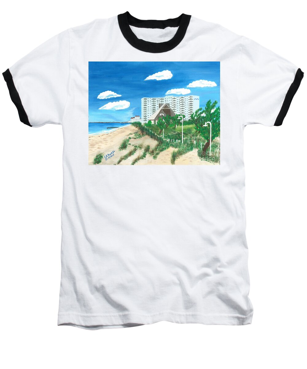 Nansemond At Ocean View Baseball T-Shirt featuring the painting Nansemond at the Park by Elizabeth Mauldin