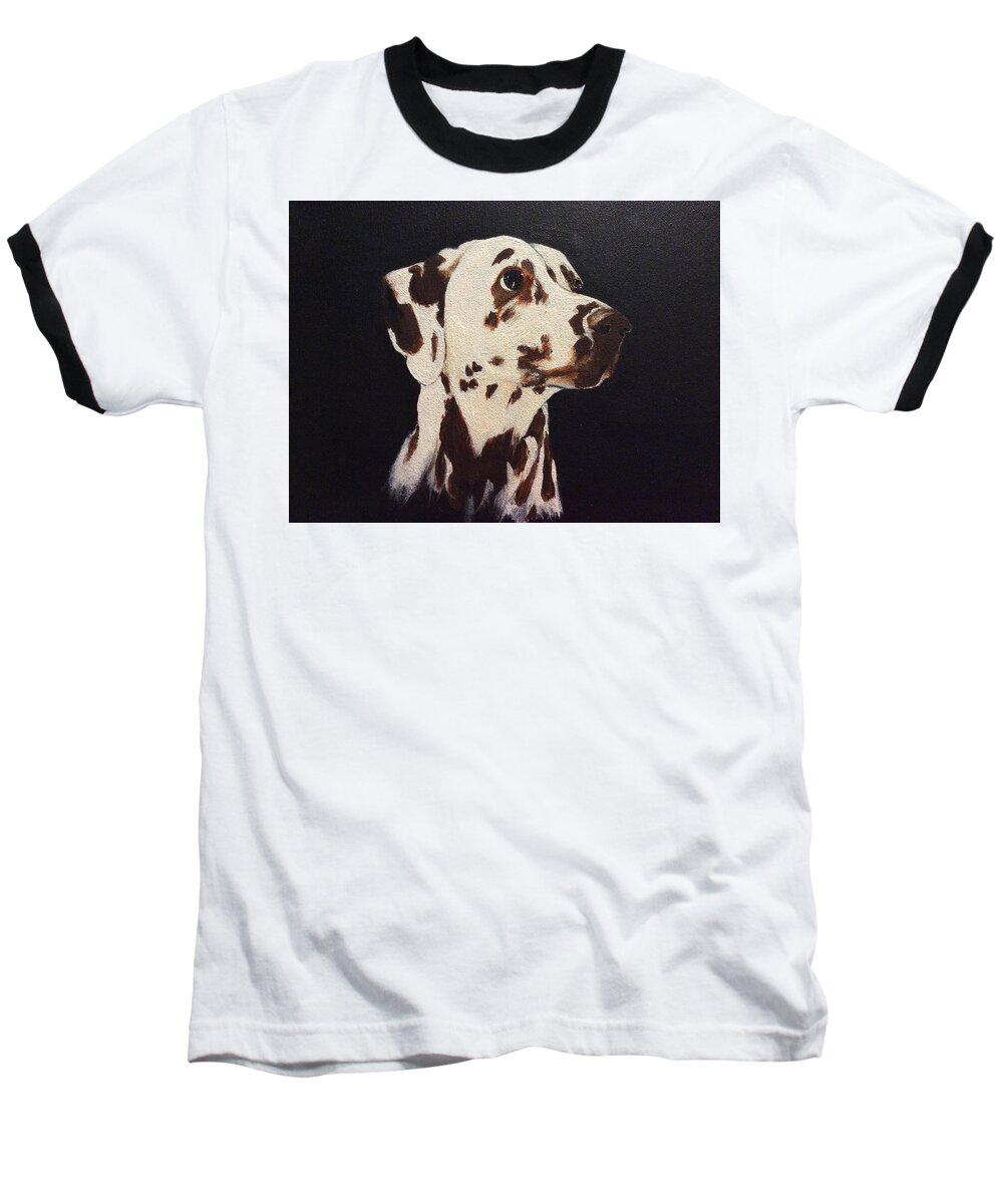 Dalmatian Dog Baseball T-Shirt featuring the painting Neo by Ellen Canfield