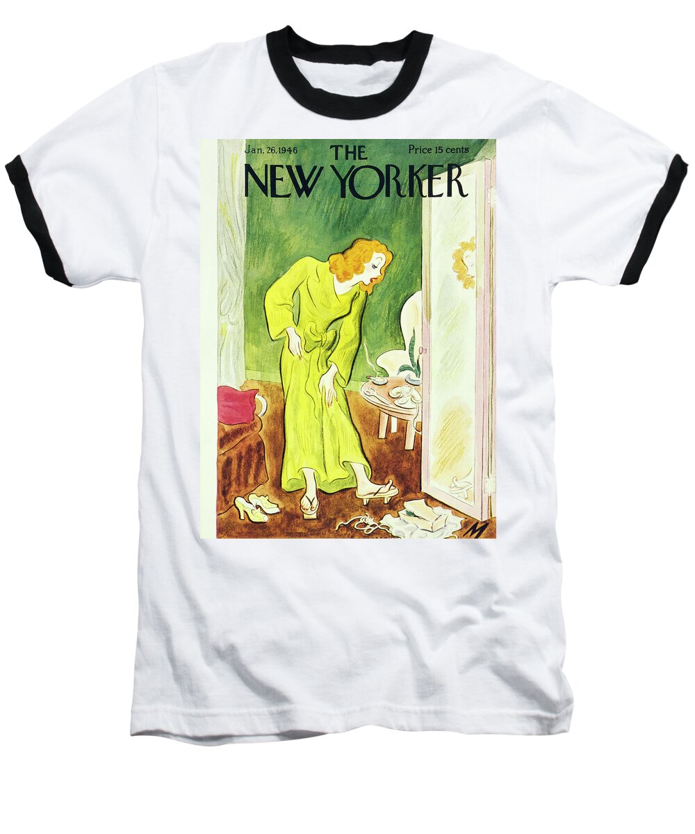Fashion Baseball T-Shirt featuring the painting New Yorker January 26, 1946 by Julian De Miskey