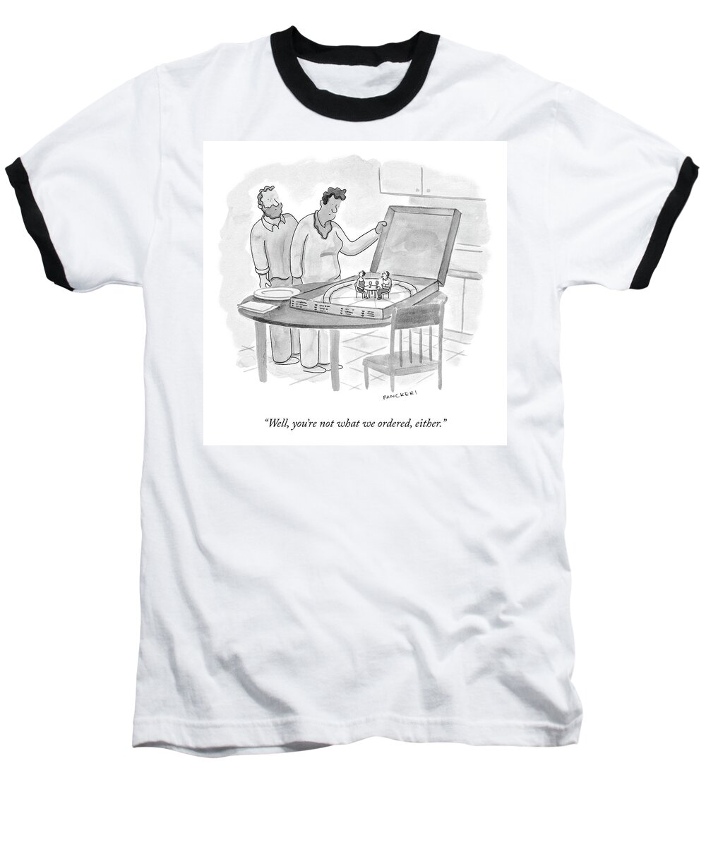 Cctk Baseball T-Shirt featuring the drawing Not What We Ordered by Drew Panckeri