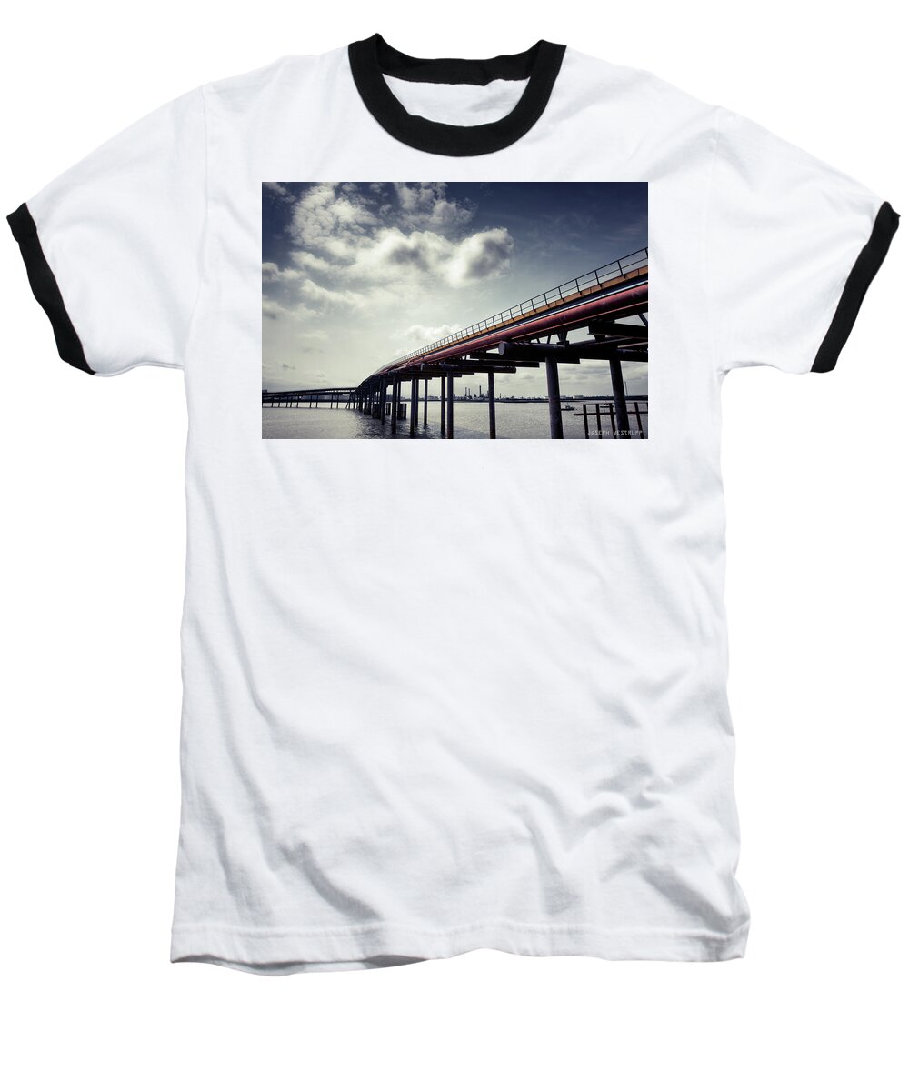 Thames Baseball T-Shirt featuring the photograph Oil Bridge by Joseph Westrupp