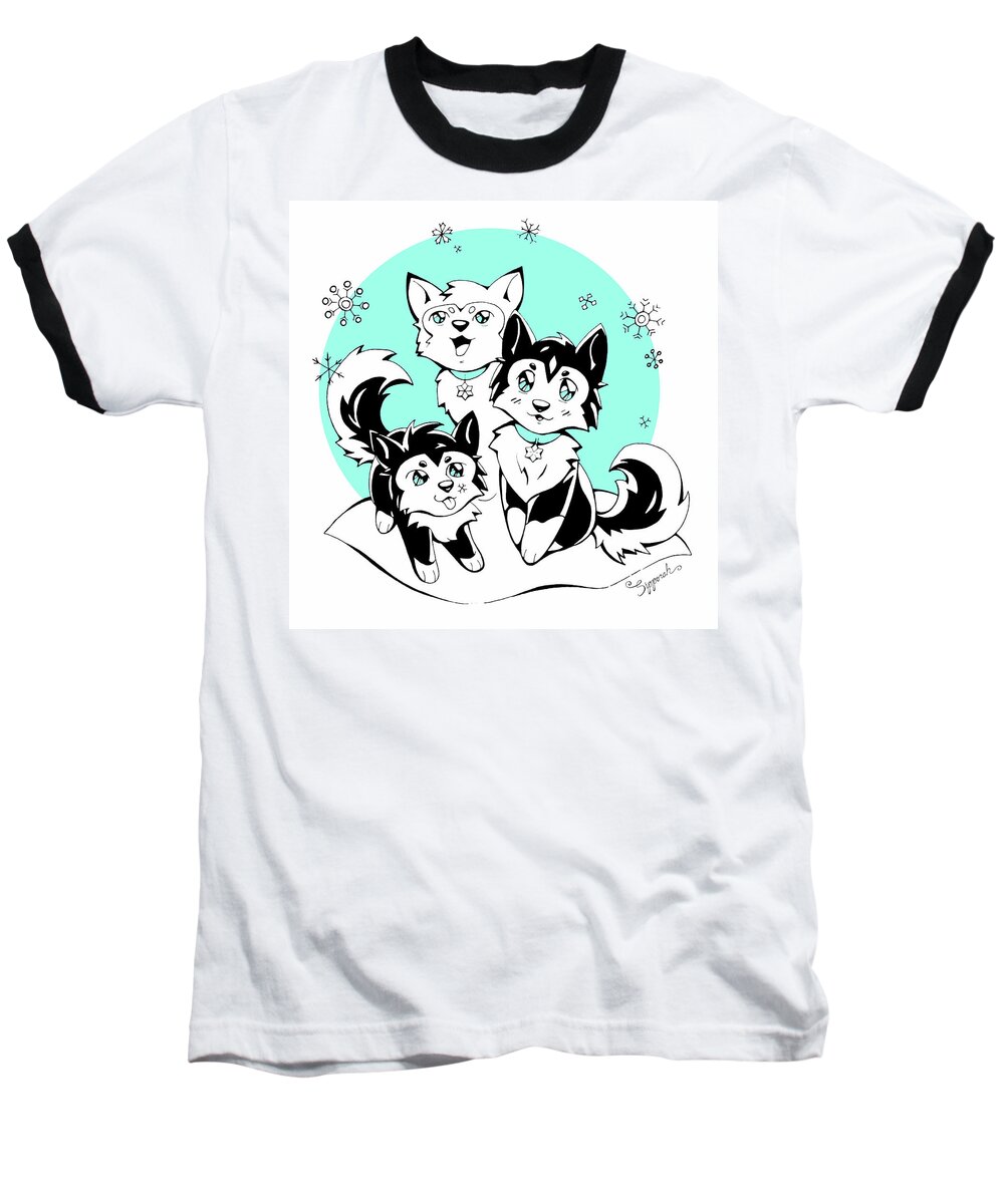 Art Baseball T-Shirt featuring the drawing Our First Snow Part I by Sipporah Art and Illustration