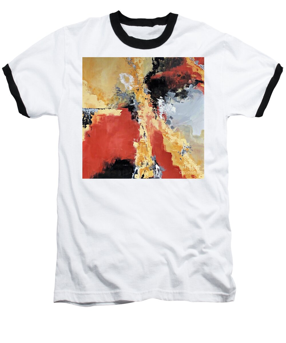 Fire Baseball T-Shirt featuring the painting Paradise Lost by Mary Mirabal