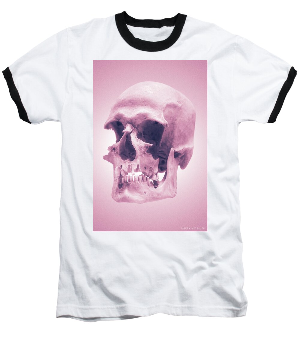 Skull Art Baseball T-Shirt featuring the photograph Pink Textures by Joseph Westrupp