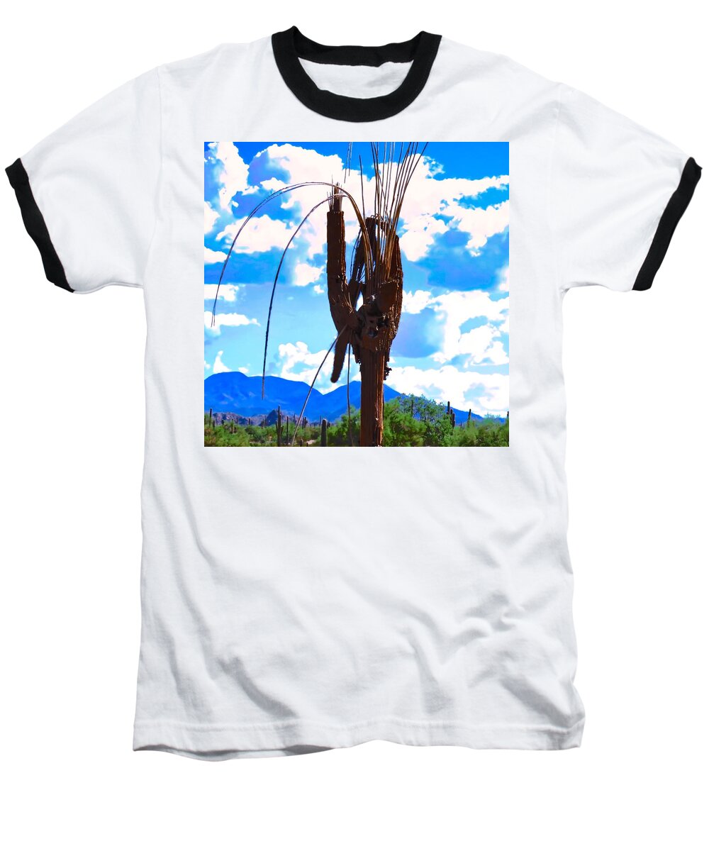 Arizona Baseball T-Shirt featuring the photograph Poor Pretty Saguaro by Judy Kennedy