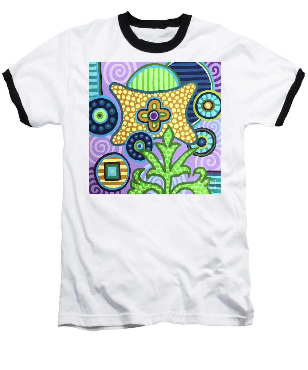 Floral Baseball T-Shirt featuring the painting Pop Botanical 2 by Amy E Fraser