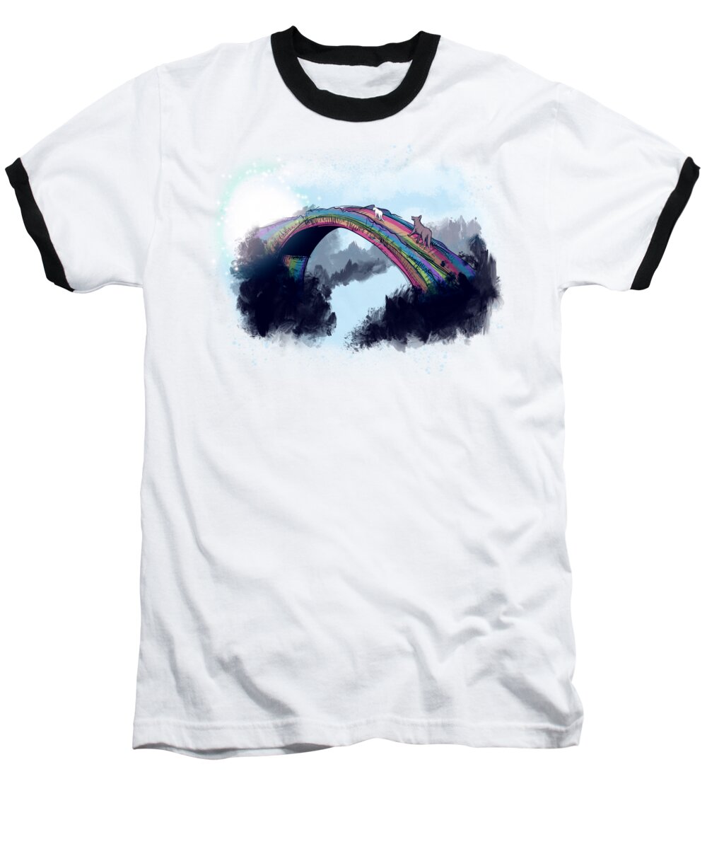 Rip Baseball T-Shirt featuring the drawing Rainbow Bridge by Ludwig Van Bacon