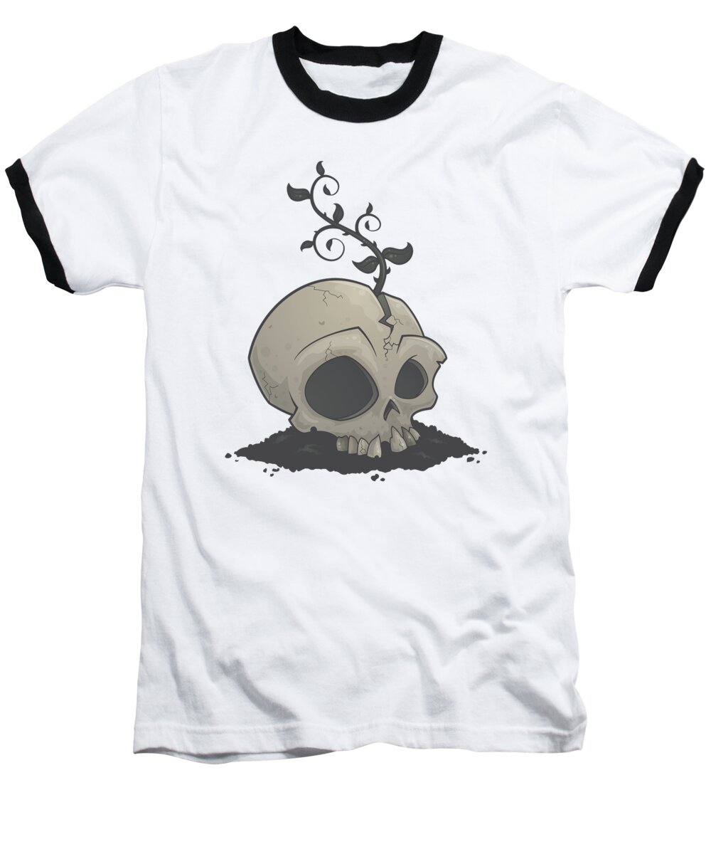 Sapling Baseball T-Shirt featuring the digital art Skull Garden by John Schwegel