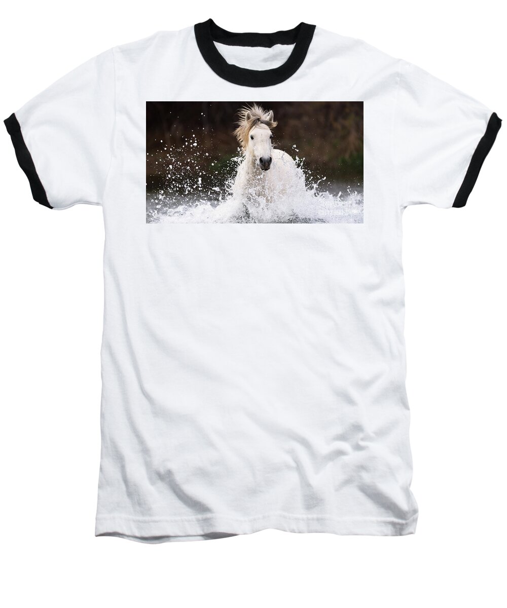 Action Baseball T-Shirt featuring the photograph Splashing Horse by Shannon Hastings
