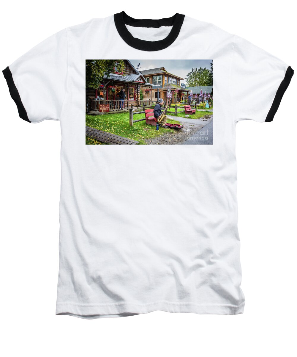 Street Musician Baseball T-Shirt featuring the photograph Street Musician in Talkeetna by Eva Lechner