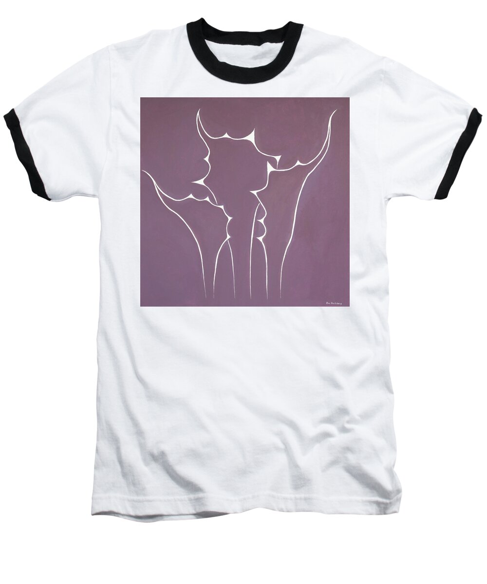 Abstract Succulent Baseball T-Shirt featuring the painting Succulent In Violet by Ben and Raisa Gertsberg