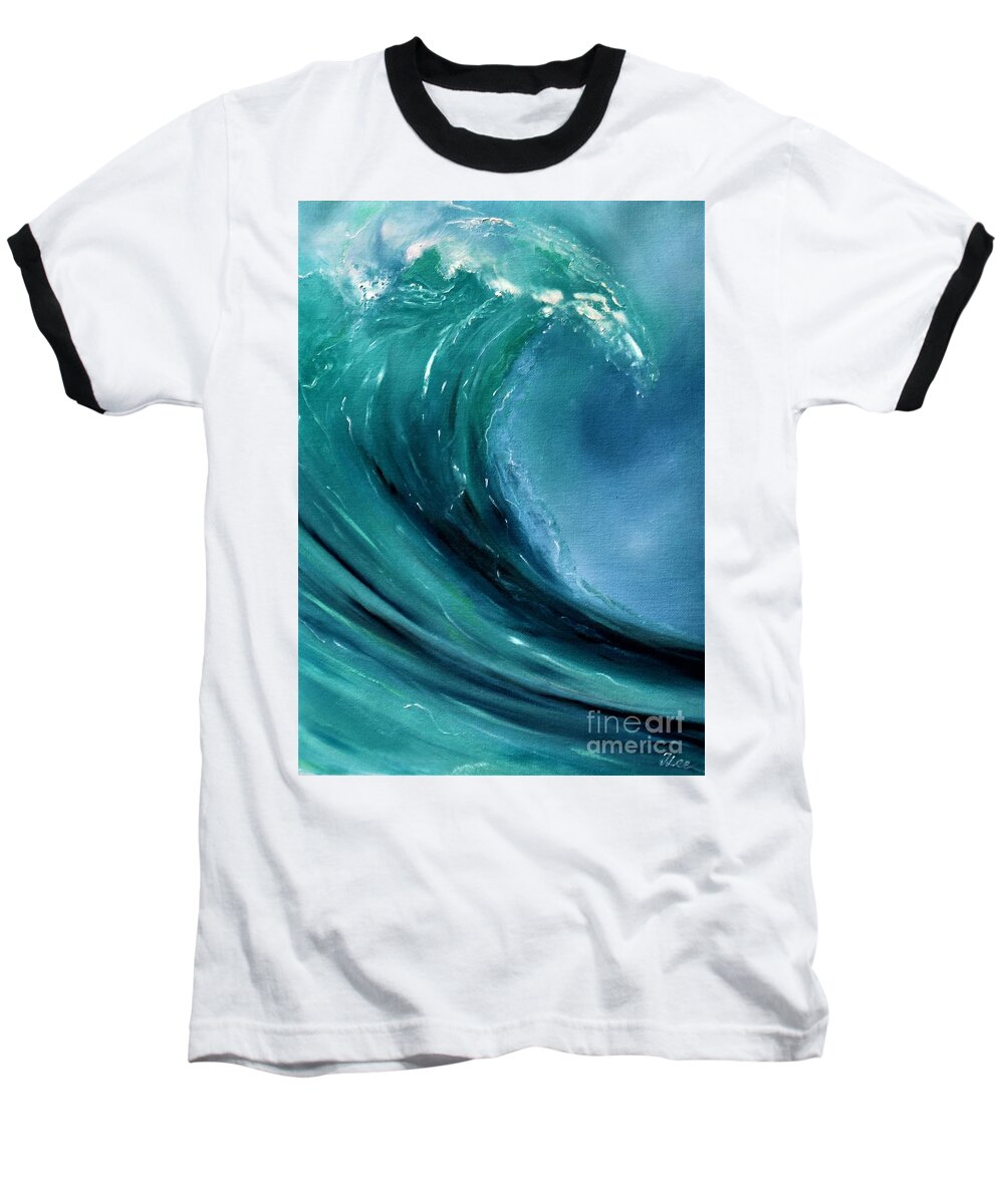 Surf Baseball T-Shirt featuring the painting Surfs Up 3 by Tracey Lee Cassin