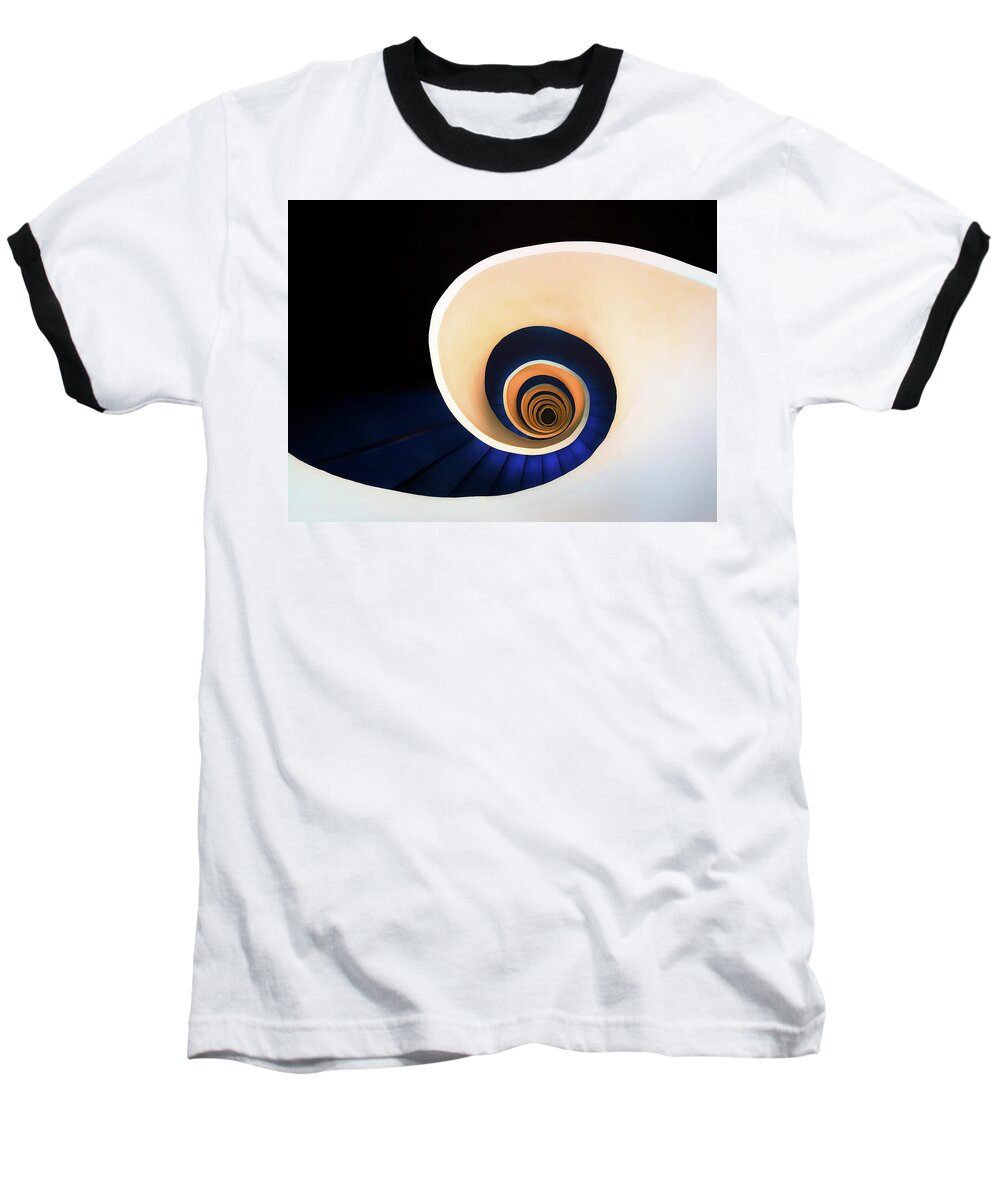 Staircase Baseball T-Shirt featuring the photograph The Downward Spiral by Mikel Martinez de Osaba