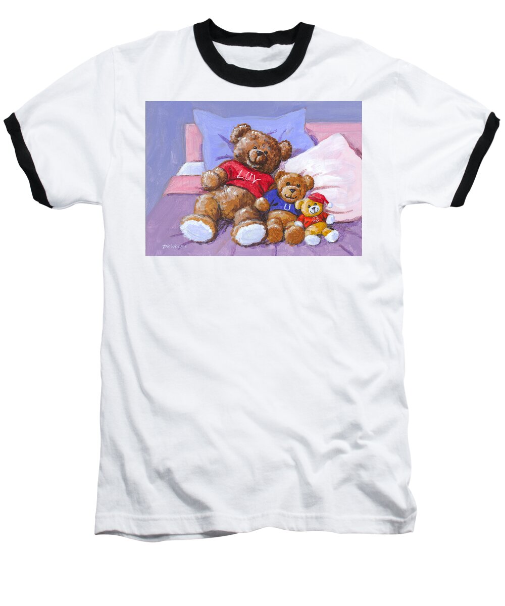 Teddy Baseball T-Shirt featuring the painting Three Amigos Sketch by Richard De Wolfe