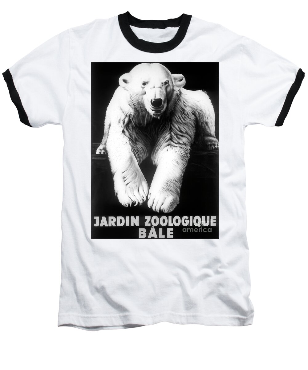 Polar Bear Baseball T-Shirt featuring the painting Vintage Polar Bear Zoo Poster by Mindy Sommers