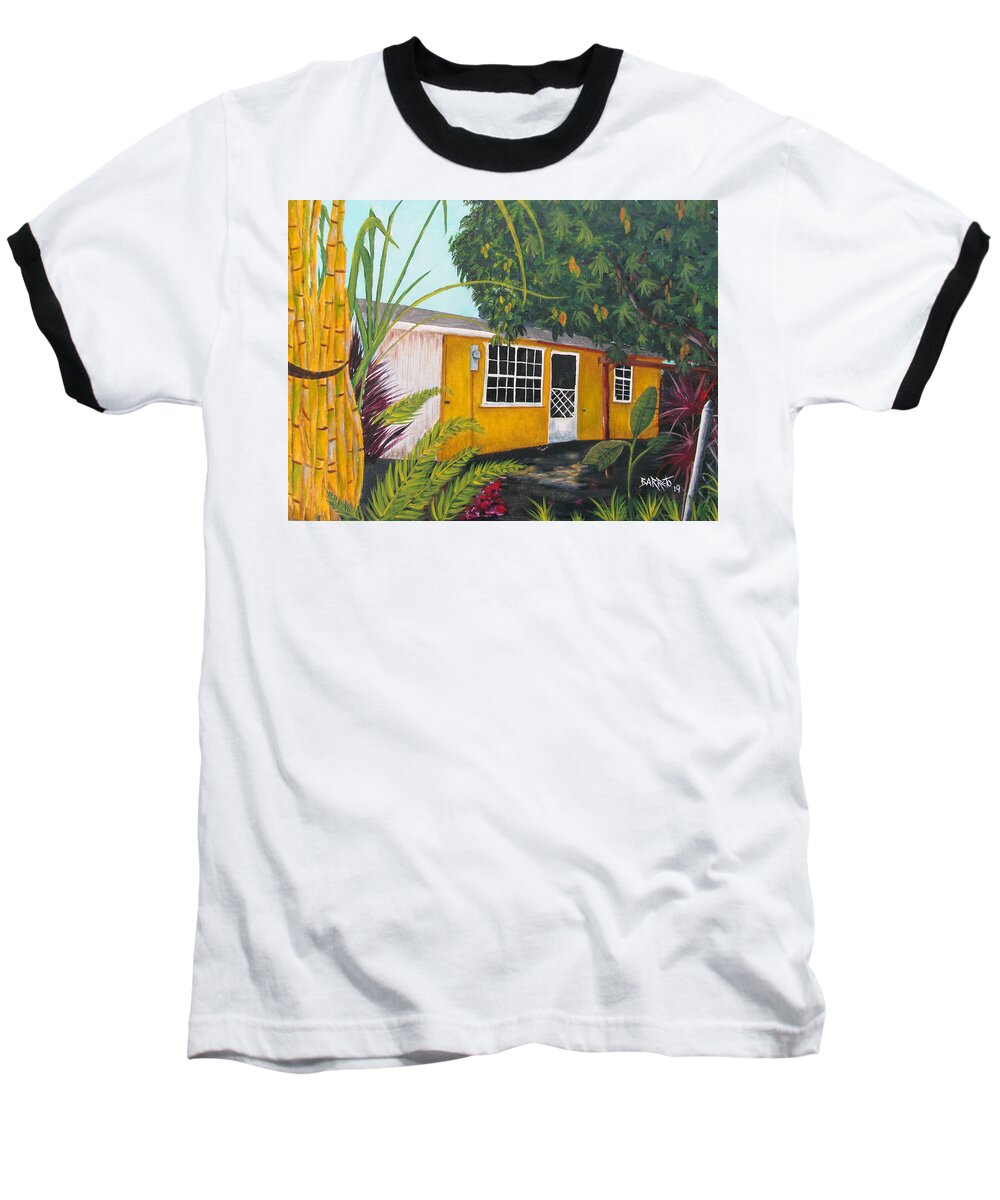 Old Wooden Home Baseball T-Shirt featuring the painting Vivir La Vida by Gloria E Barreto-Rodriguez